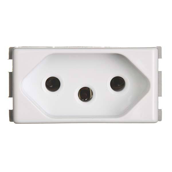 TOMADA TERMOPLASTICO BRANCO S/PLACA 2 POLOS +TERRA 250V 10A LIZ NBR 14136