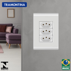 Tomada Tripla 10a/250v Com Placa 4x2 Liz Tramontina - 3 Un. B