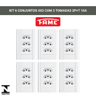Tomada Tripla 10a Com Placa 4x2 Fame Modulare - Kit 6 Un Bran