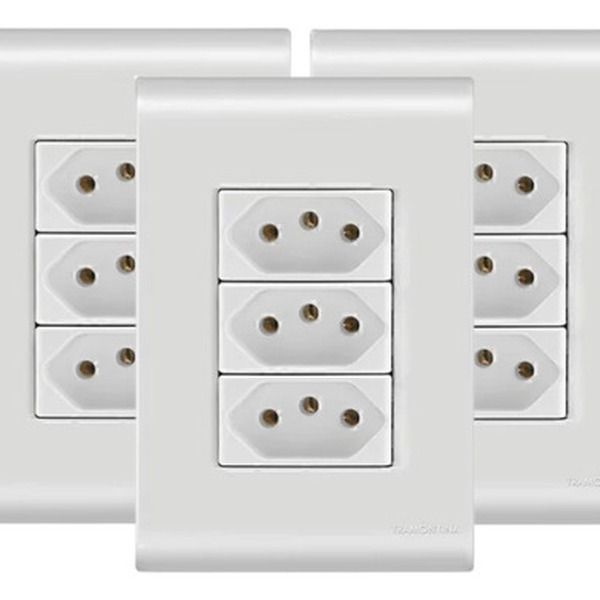 Tomada Tripla 20a/250v Com Placa 4x2 Liz Tramontina - 3 Un. B