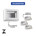 Tomada Tripla 20a/250v Sobrepor Tramontina Lizflex Branca