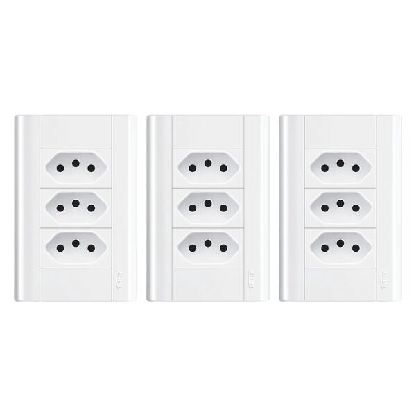 Tomada Tripla 20a Com Placa 4x2 Fame Modulare - Kit 3 Un Bran