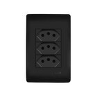 Tomada Tripla Fame Habitat Black 2p+t 20a Com Placa 4x2 Preta