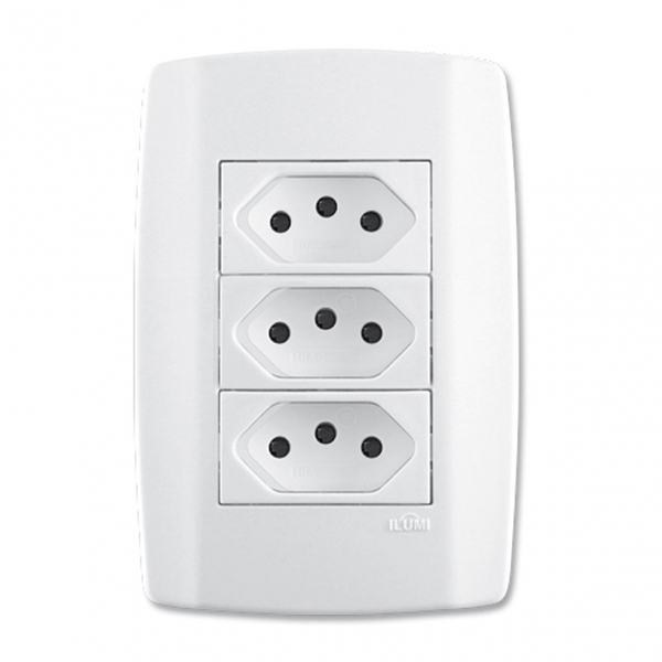 Tomada Tripla Ilumi Slim C-pl 20a 250v 80124 Monobloco