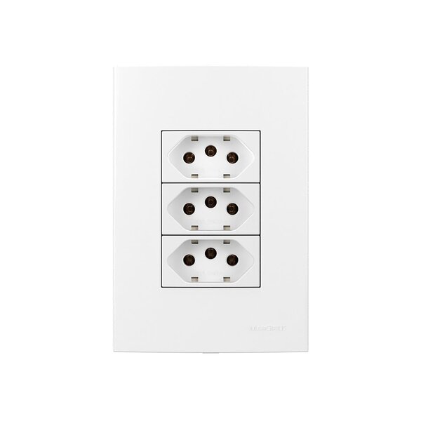 Tomada Tripla Margirius Sleek 2p+t 20a Com Placa 4x2 Branca