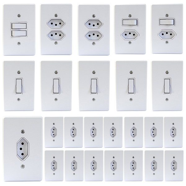 Tomadas E Interruptores (25 Pç) Kit Casa Completa Linha Gelo