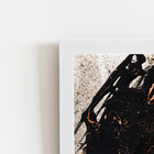 Tons De Laranja Preto Abstrato Quadro Moldura Branca 60x40cm