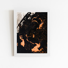 Tons De Laranja Preto Abstrato Quadro Moldura Branca 60x40cm