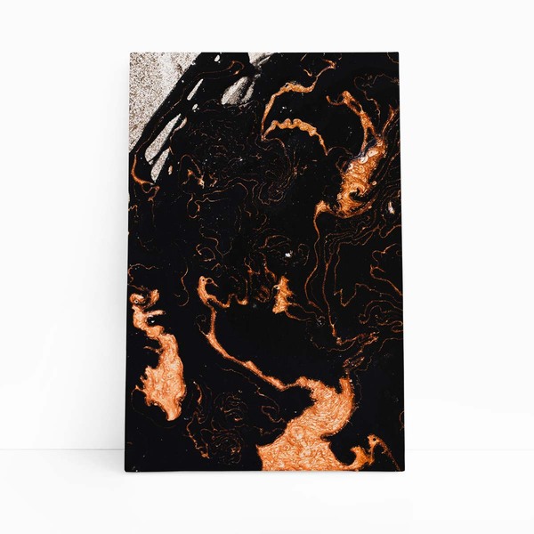 Tons De Laranja Preto Abstrato Tinta Quadro Canvas 120x80cm