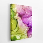 Tons De Verde E Roxo Abstrato Tinta Quadro Canvas 100x70cm