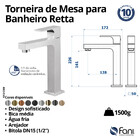 Torn. Lavat. Sobrepor Bica Media 1312 C330 Cromado Fani