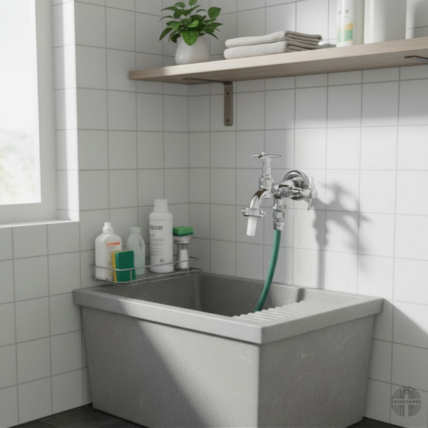 Torneira 2 em 1 para Tanque e Máquina de Lavar com Abertura d