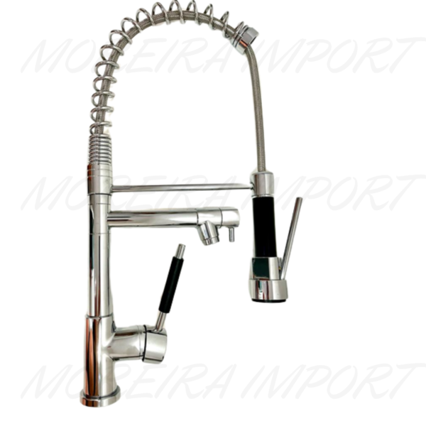 Torneira 50cm Cromada Extensível Monocomando Spray 2 Saídas