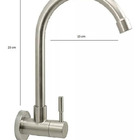 Torneira Aço Inox Escovado Cozinha Parede Bica Móvel 1/4 Cinz