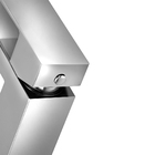 Torneira Bancada Banheiro Quadrada Inox Cromada Bica Alta