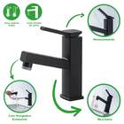 Torneira Bancada Monocomando Bica Baixa Móvel - Preto