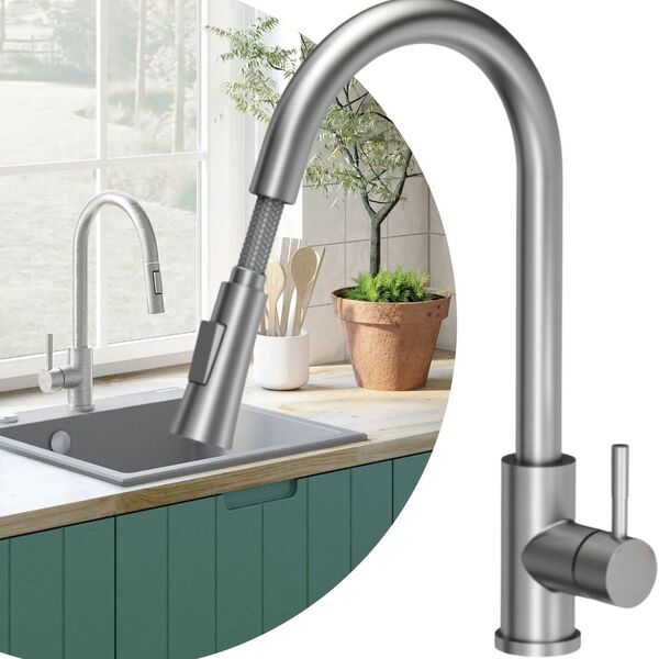 Torneira Bancada Monocomando Gourmet Extensível Cromada Fosca