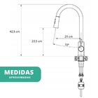 Torneira Bancada Monocomando Gourmet Extensível Cromada Fosca