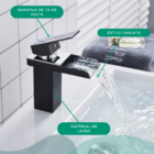 Torneira Banheiro Bancada Monocomando Metal Cascata Quadrada