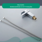 Torneira Banheiro Bancada Monocomando Metal Cascata Quadrada