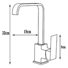 Torneira Banheiro Bica Alta Slim Quadrada Inox Cuba de Embutir