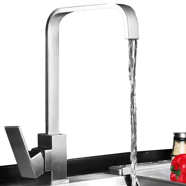 Torneira Banheiro Bica Alta Slim Quadrada Inox Cuba de Embutir