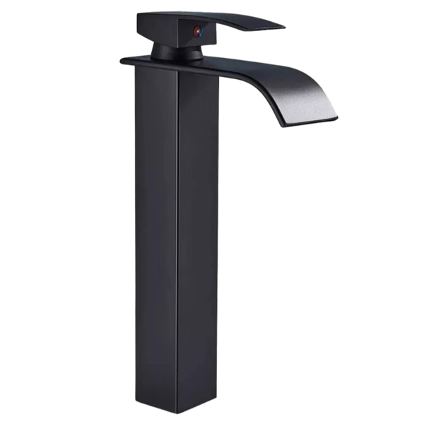 Torneira Banheiro Cascata Alta Preta C/ Monocomando