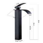 Torneira Banheiro Cascata Monocomando Alta Preto Premium