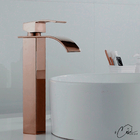 Torneira Banheiro Lavabo Cascata Alta Rose Gold Misturador Mo