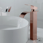 Torneira Banheiro Lavabo Cascata Alta Rose Gold Misturador Mo