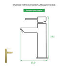 Torneira Banheiro/Lavabo Monocomando Bica Alta Dourado Fosco