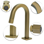 Torneira Banheiro Lavat. Quadrada Dourada Gold Pratica Clean