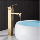 Torneira Banheiro Lavatã³rio Bica Alta Metal Inox Dourada