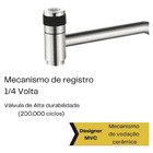 Torneira Banheiro Link Inox Escovada 1/4 Soft Bica Alta 90º -