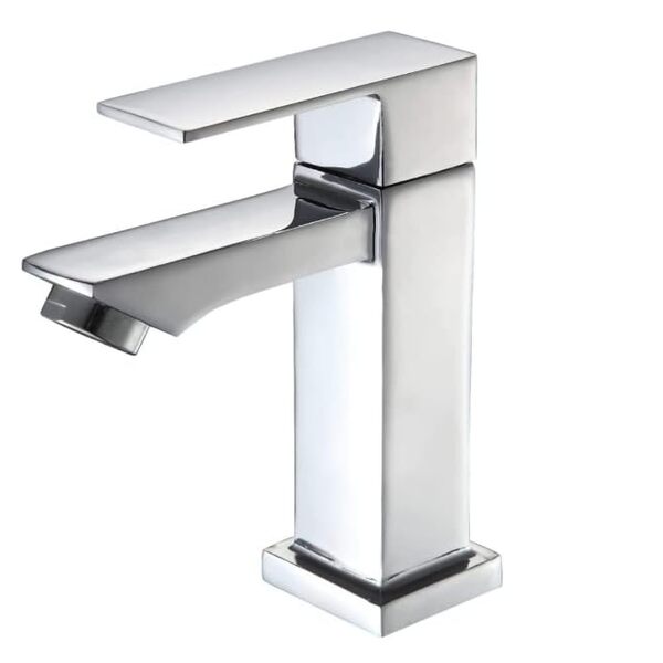 Torneira Banheiro Luxo Quadrada 1/4 Volta Inox Aço Cromada