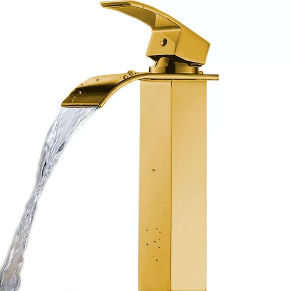 Torneira Banheiro Mistador Monocomando Bica Alta Dourada Roma