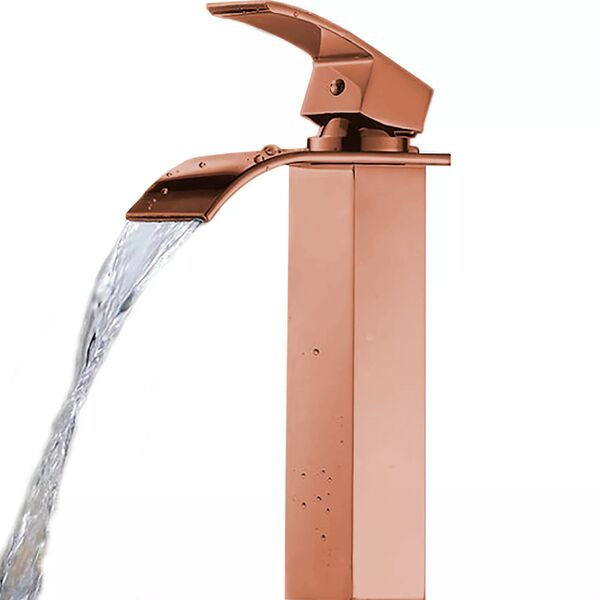 Torneira Banheiro Mistador Monocomando Bica Alta Rosé Gold Ro