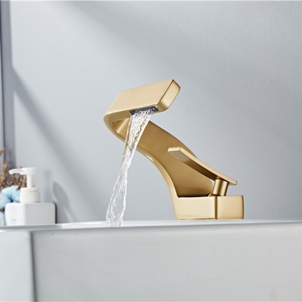 Torneira Banheiro Misturador Monocomando Dourado Escovado