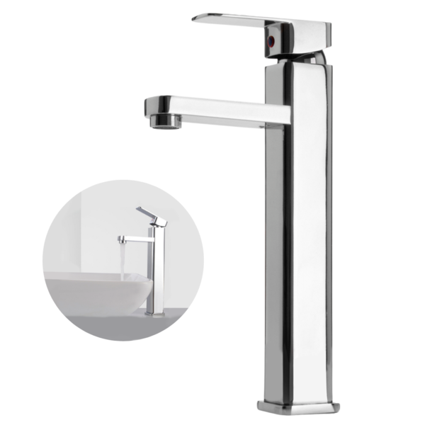 Torneira Banheiro Monocomando Alta Cromado Quadrada Premium