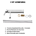 Torneira Banheiro Monocomando Alta Cromado Quadrada Premium