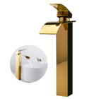 Torneira Banheiro Monocomando Alta Dourado Cascata Premium