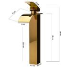 Torneira Banheiro Monocomando Alta Dourado Cascata Premium