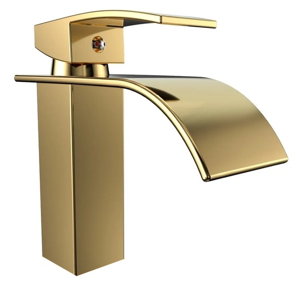 Torneira Banheiro Monocomando Cascata Bica Baixa Dourada
