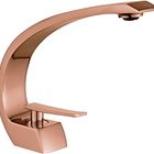 Torneira Banheiro Monocomando Cascata Curva Rosê Gold Luxo