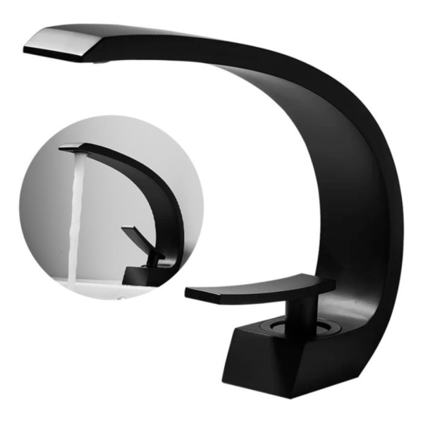 Torneira Banheiro Monocomando Cascata Misturador Preto Luxo B