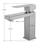 Torneira Banheiro Monocomando Quadrada Baixa Aço Escovado Aço