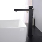 Torneira Banheiro Monocomando Quadrada Bica Alta Preta