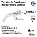Torneira Banheiro Parede Bella Clássica Preto Fosco Fani
