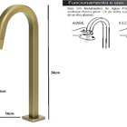 Torneira Banheiro Quadrada Dourada Gold Pratica Clean Alta