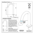 Torneira Banheiro Quadrada Dourada Gold Pratica Clean Alta